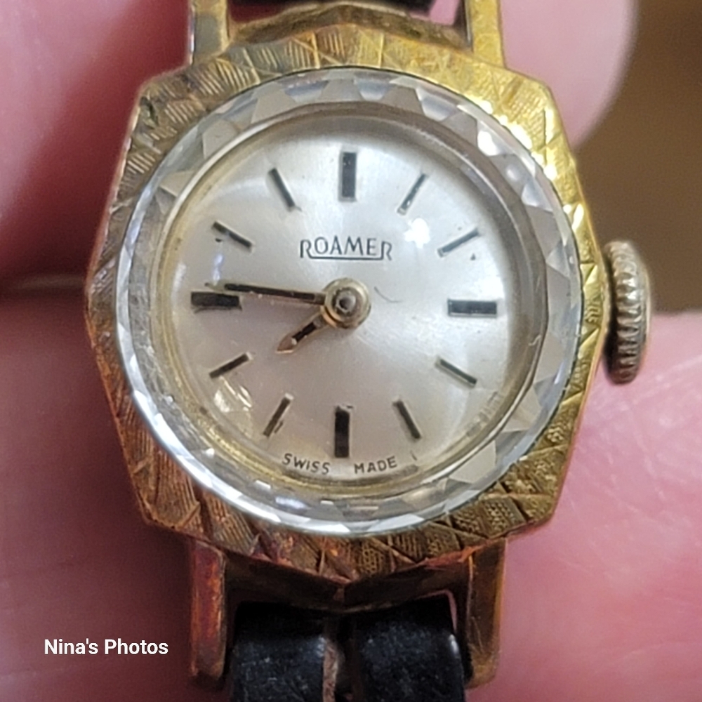 Roamer Lunette Plaque OR 20 Microns Swiss Watch 17085 For Parts or Repair